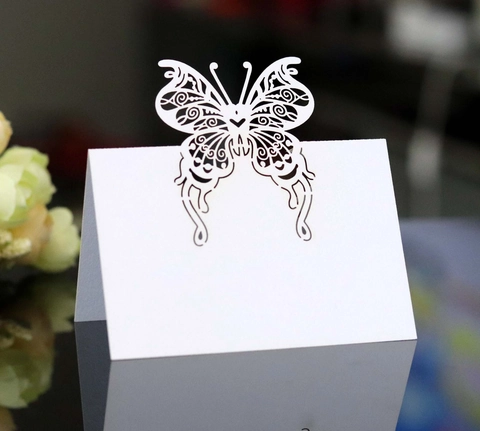 Segnaposto Matrimonio Farfalla Taglio Laser Carta Perlata Cartellini Nome per Decorazione Tavola Banchetto Festa Biglietti Pieghevoli Vuoti