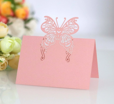 Segnaposto Matrimonio Farfalla Taglio Laser Carta Perlata Cartellini Nome per Decorazione Tavola Banchetto Festa Biglietti Pieghevoli Vuoti
