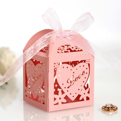 Laserschnitt Herz Love Süßigkeitenbox Mit Band Hochzeit Geschenkbox Für Party Schokolade Verpackung
