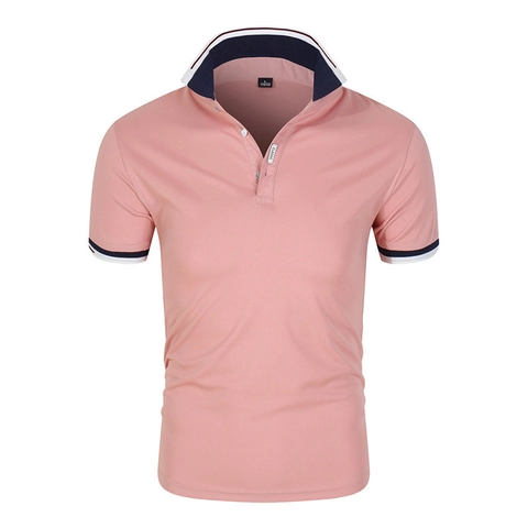 Men Contrast Stripe Short Sleeve Polo Shirt Casual Sporty Solid Color Top For Summer Daily Wear Fashion Classic Polo