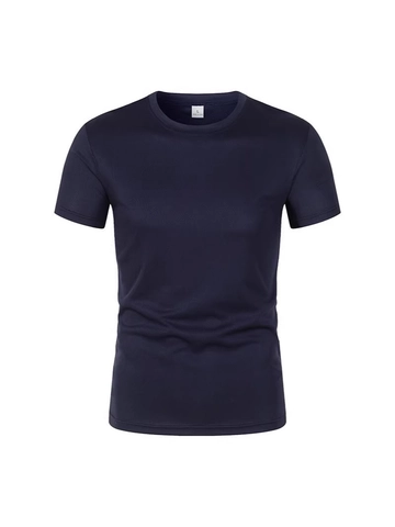 Men's Summer Quick Dry Mesh Athletic T-Shirt Round Neck Short Sleeve Solid Color Loose Breathable Sports Gym Running Top
