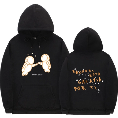 Sweat à Capuche en Polaire pour Hommes et Femmes Astronaute Imprimé Galaxie Pullover Coupe Large Streetwear Manches Longues Poche Kangourou