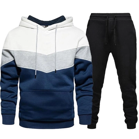 Set Di Felpa Con Cappuccio E Joggers Patchwork Da Uomo Tuta Sportiva Comoda Per L'autunno Casual Wear