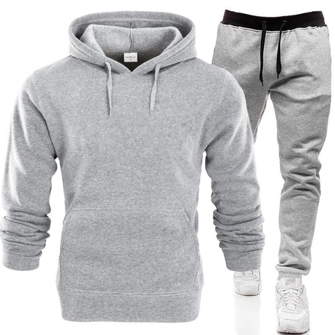 Ανδρικό Casual Hoodie Αθλητικά Ρούχα Φούτερ με Κουκούλα και Παντελόνι Jogger Μείγμα Βαμβακιού Χειμερινό Φλις Φόρμα Μονόχρωμο