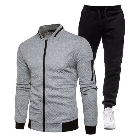 Chándal para Hombre Top And Bottom de Mezcla de Algodón y Poliéster Acolchado con Forro de Felpa Conjunto de Jogging para Deporte Ropa Casual Diaria
