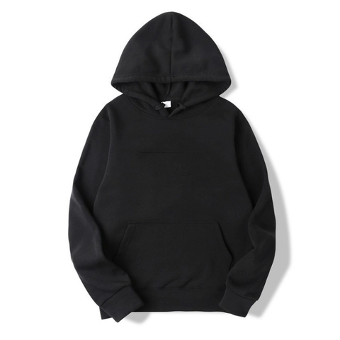 Casual Men Women Polyester Fleece Hooded Sweatshirt Loose Solid Color Drawstring Hoodie With Kangaroo Pocket Sport Top