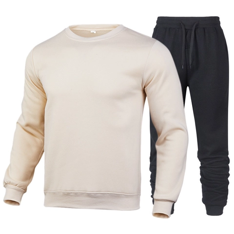 Ανδρική Casual Φόρμα από Μείγμα Βαμβακιού Εκτυπωμένη Μακρυμάνικη Μπλούζα και Παντελόνι Φόρμας για Φθινόπωρο Άνοιξη Καθημερινή Χρήση