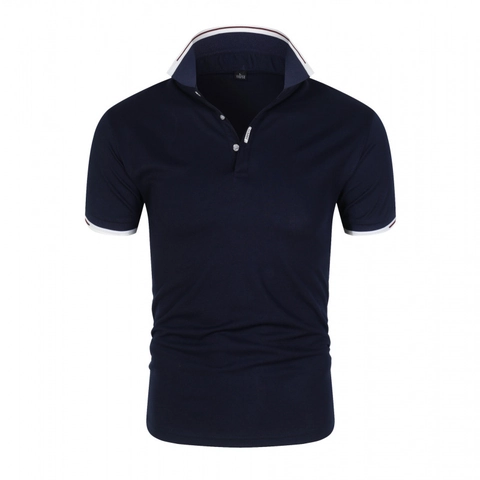 Men Contrast Stripe Short Sleeve Polo Shirt Casual Sporty Solid Color Top For Summer Daily Wear Fashion Classic Polo