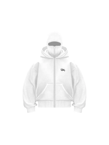 Streetwear Balaclava Hoodie Zip Up Sweatshirt Integrated Mask Hooded Jacket Loose Fit Casual Fashion Outerwear Polyester Printed