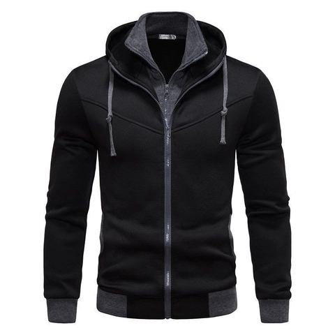 Sweat à Capuche Homme Mode Décontracté Faux Deux Pièces Couleur Contrastée Coupe Slim Veste de Sport en Mélange de Coton Polyester Polaire
