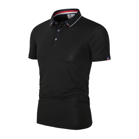 Polo de Seda de Hielo para Hombre Verano Manga Corta Transpirable Ajustado Casual Cuello de Rayas en Contraste Moda Negocios