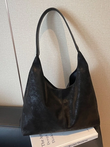 Borsa Tote Grande da Donna in Pelle PU Vintage Grande Capacità Hobo a Spalla Pendolare Retro Texture Distressed