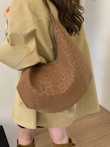 Borsa Hobo Donna Retro Stampa Leopardata in Pelle PU Grande Capacità Borsa a Tracolla Ascellare Tote Minimalista Elegante