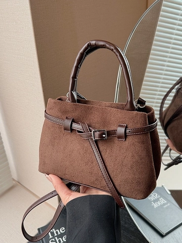 Ματ Ρετρό Σουέντ Γυναικεία Τσάντα Bucket Μόδα Casual Τσάντα Ώμου Για Καθημερινή Εργασία Ταξίδι Μικρή Τσάντα Χειρός