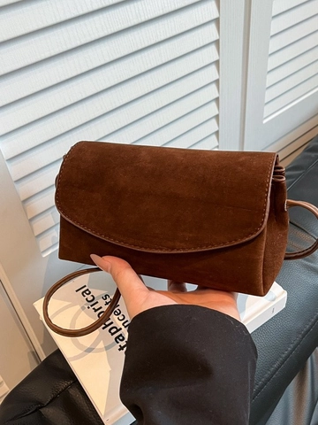 Vintage Suede Crossbody Bag For Women New Retro Multi Layer Small Square Shoulder Bag Matte Flap Bag Urban Daily Handbag