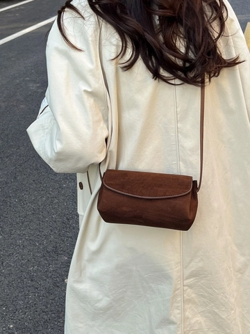 Vintage Suede Crossbody Bag For Women New Retro Multi Layer Small Square Shoulder Bag Matte Flap Bag Urban Daily Handbag