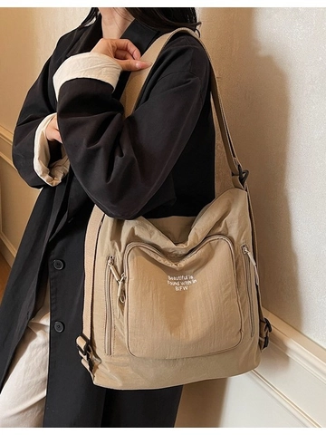 Damen Multifunktionale PU-Leder Tote Bag Große Kapazität Casual Schultertasche Umhängetasche Uni Student Mode Rucksack