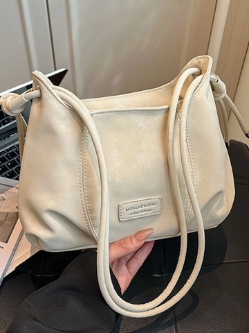 Bolso de Cubo Bandolera de Cuero PU Vintage para Mujer Correa de Hombro con Nudo Moda Casual Retro Color Sólido Bolso Suave