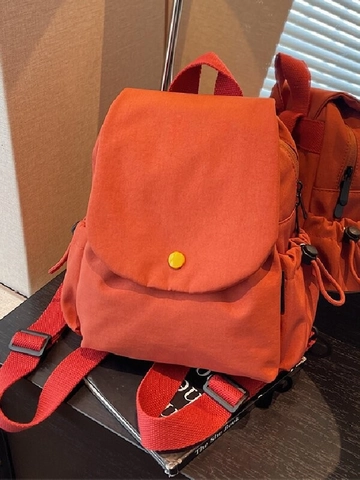 Minimalist Canvas Mini Backpack For Women Flip Cover Yellow Button Lightweight Small Schoolbag Casual Travel Student Daypack