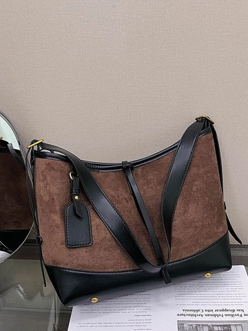 Ρετρό Τσάντα Bucket από Δέρμα PU Color Block για Γυναίκες Μόδα Ματ Μεγάλη Χωρητικότητα Τσάντα Ώμου Καθημερινή Μετακίνηση Χειρός