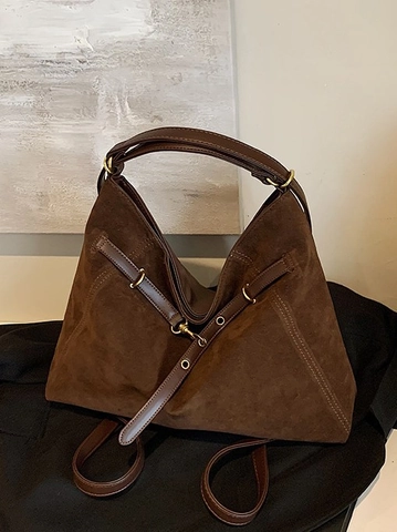 Zaino da Donna in Pelle PU Smerigliata a Grande Capacità Borsa Tote Retro a Tracolla Borsa per Pendolarismo Quotidiano Donna