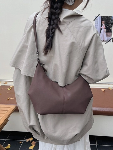 Borsa Hobo in Pelle PU Vintage per Donna Minimalista Pieghettata con Cuciture Sottobraccio Borsa a Tracolla Pendolare Borsa a Mano Casual