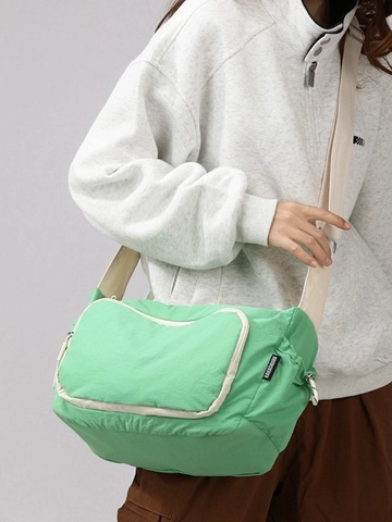 Borsa Messenger in Tessuto Lavato Leggera di Grande Capacità per Donna Borsa a Tracolla Casual All'aperto con Tasche e Tracolla Regolabile