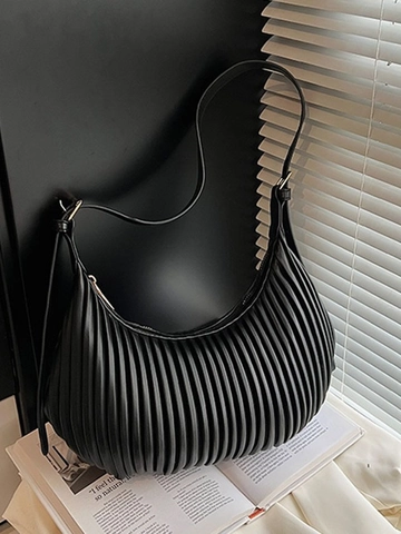 Retro Geplooide Dumpling Crossbody Tas Voor Dames Grote Capaciteit PU Leer Halve Maan Schoudertas Verstelbare Riem Nichetas