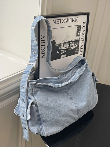 Borsa a Tracolla in Denim di Grande Capacità per Donna Borsa Hobo Lavata Retrò Borsa a Spalla Multi Tasca Con Tracolla Regolabile