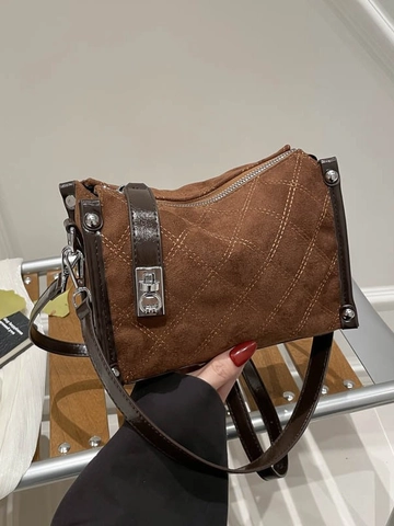 Bolso Cuadrado Pequeño Acolchado Retro para Mujer Bolso de Hombro de Lona en Contraste de Color Bolso de Mano Informal Con Cierre de Metal