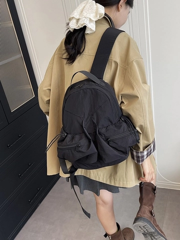 Dames Geplooid Nylon Rugzak Multi-zak Lichtgewicht Schooltas Voor Studenten Casual Reistas