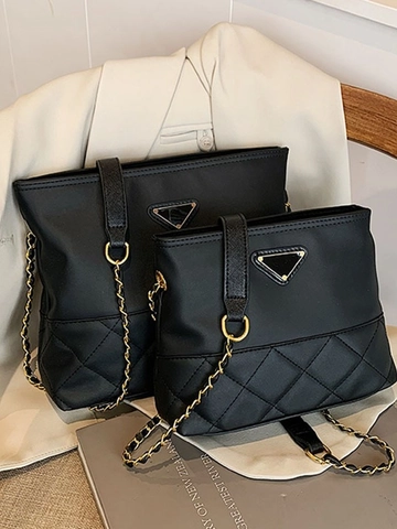 Borsa Donna Moda in Pelle PU Trapuntata a Tracolla Tote Con Catena Grande Capacità Semplice Urbana Borsa Spalla per Uso Quotidiano