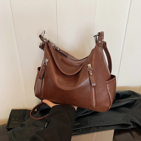 Borsa a Tracolla Tote in Pelle PU di Grande Capacità per Donna Moda Borsa Hobo Crossbody Con Tasche Multiple Borsa da Pendolare