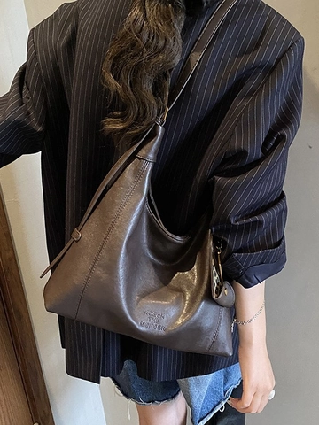Large Capacity Women PU Leather Tote Bag Fashion Hobo Underarm Shoulder Bag With Chain Leopard Charm Commuting Handbag