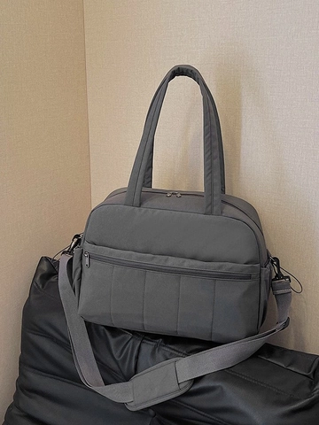Borsa da Viaggio in Nylon di Grande Capacità Impermeabile Trapuntata Duffel Bag Con Fascia per Trolley per Donna Fitness Sport