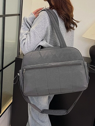 Borsa da Viaggio in Nylon di Grande Capacità Impermeabile Trapuntata Duffel Bag Con Fascia per Trolley per Donna Fitness Sport