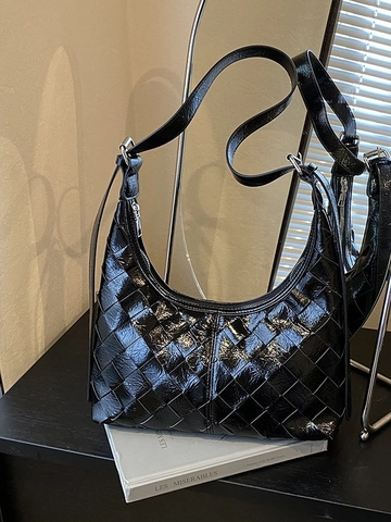 Mode Damen Geflochten PU Leder Metallisch Dumpling Tasche New Season Pendeln Achseltasche Hobo Tasche Umhängetasche Schultertasche