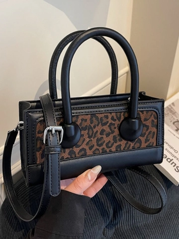 Sac Bandoulière Vintage Imprimé Léopard pour Femme Mode en Cuir PU Petit Sac à Main Carré Sac à Épaule Polyvalent