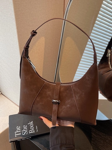 Bolso de Axila de PU Vintage para Mujer Retro Hobo Bolso de Hombro Con Correa Ajustable Hebilla de Metal para Uso Diario