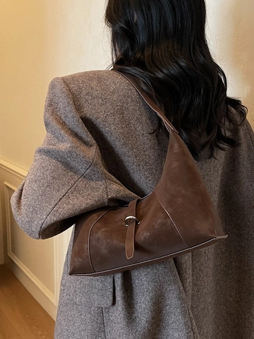 Bolso de Axila de PU Vintage para Mujer Retro Hobo Bolso de Hombro Con Correa Ajustable Hebilla de Metal para Uso Diario