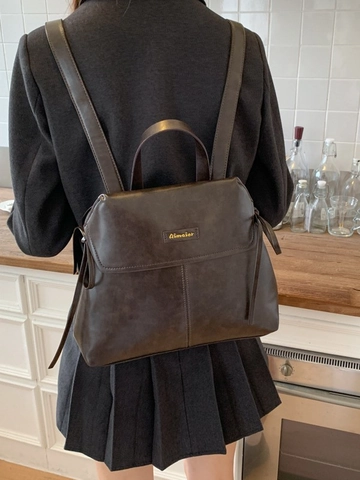 Vintage PU Leren Rugzak Voor Dames Grote Capaciteit Mode Casual Schoudertas Retro Bruin Rugzak Schooltas
