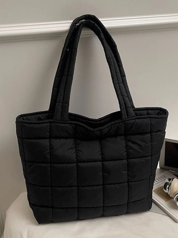 Sac Fourre-tout Matelassé de Grande Capacité pour Femmes Sac à Main d'épaule Léger à Motif Quadrillé pour le Trajet