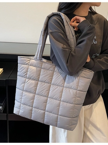 Sac Fourre-tout Matelassé de Grande Capacité pour Femmes Sac à Main d'épaule Léger à Motif Quadrillé pour le Trajet