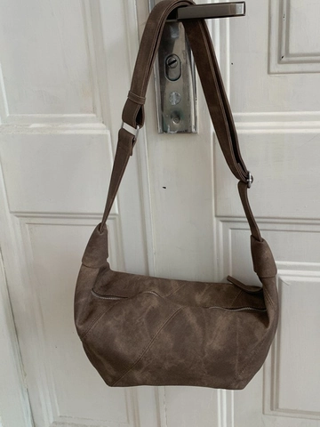 Damen Große Kapazität PU Leder Hobo Tasche Retro Matt Distressed Schultertasche Vielseitige Gefaltete Umhängetasche Pendler Handtasche