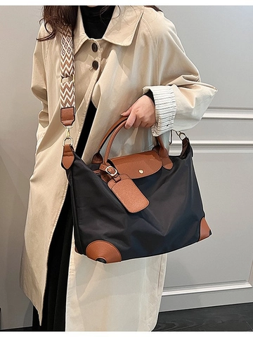 Bolso de Mano de Nailon de Gran Capacidad para Mujer Bolso Bandolera Impermeabile Con Asas de Cuero Casual Conmutar Bolso de Viaje