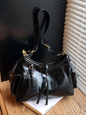 Vintage Grote Capaciteit PU Leren Tote Tas Voor Vrouwen Retro Forens Schoudertas Crossbody Tas Met Zijzakken Multifunctionele Tas