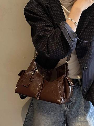 Vintage Grote Capaciteit PU Leren Tote Tas Voor Vrouwen Retro Forens Schoudertas Crossbody Tas Met Zijzakken Multifunctionele Tas