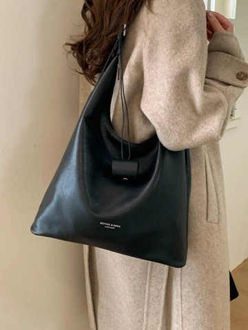 Vintage PU Leather Large Capacity Hobo Bag For Women Retro Solid Color Underarm Shoulder Bag Fashion Daily Commuting Tote Bag