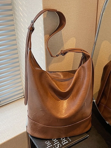 Sac Seau en Cuir PU Vintage pour Femmes Grande Capacité Hobo Sac Bandoulière Sac à Épaule pour Trajet Quotidien Sac à Main Mode