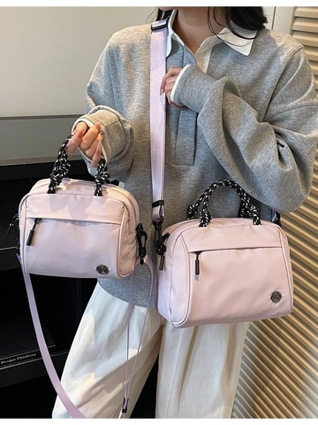 Borsa a Tracolla in Nylon Leggero da Donna Con Manico Intrecciato Borsa a Spalla Minimalista Versatile Piccola Borsa a Mano Casual